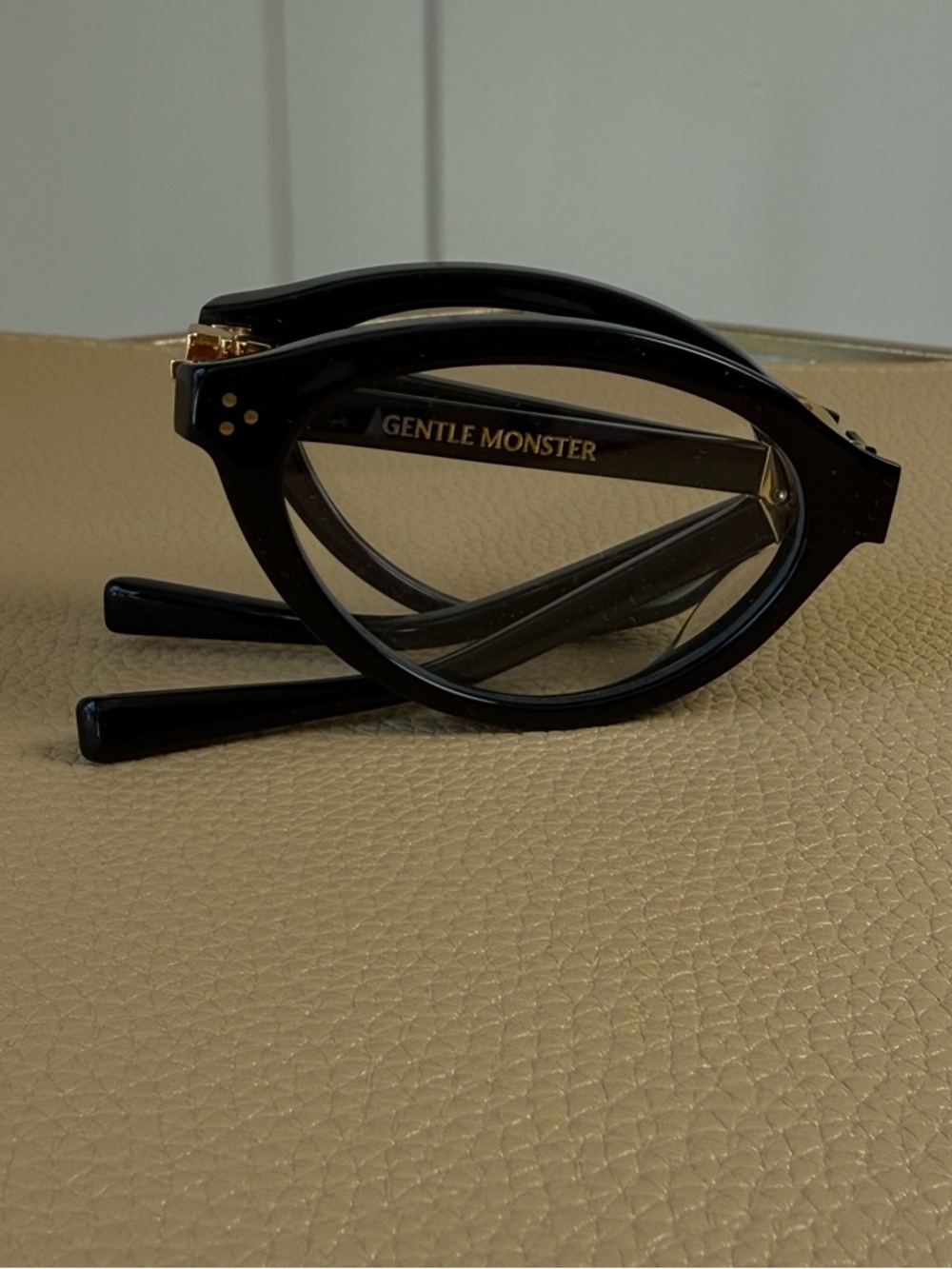 GENTLE MONSTER Black Acetate Sunglasses with Gold Logo